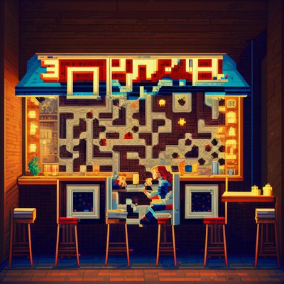 Pixel Art Jazz Bar Nightlife QR Code for Posters