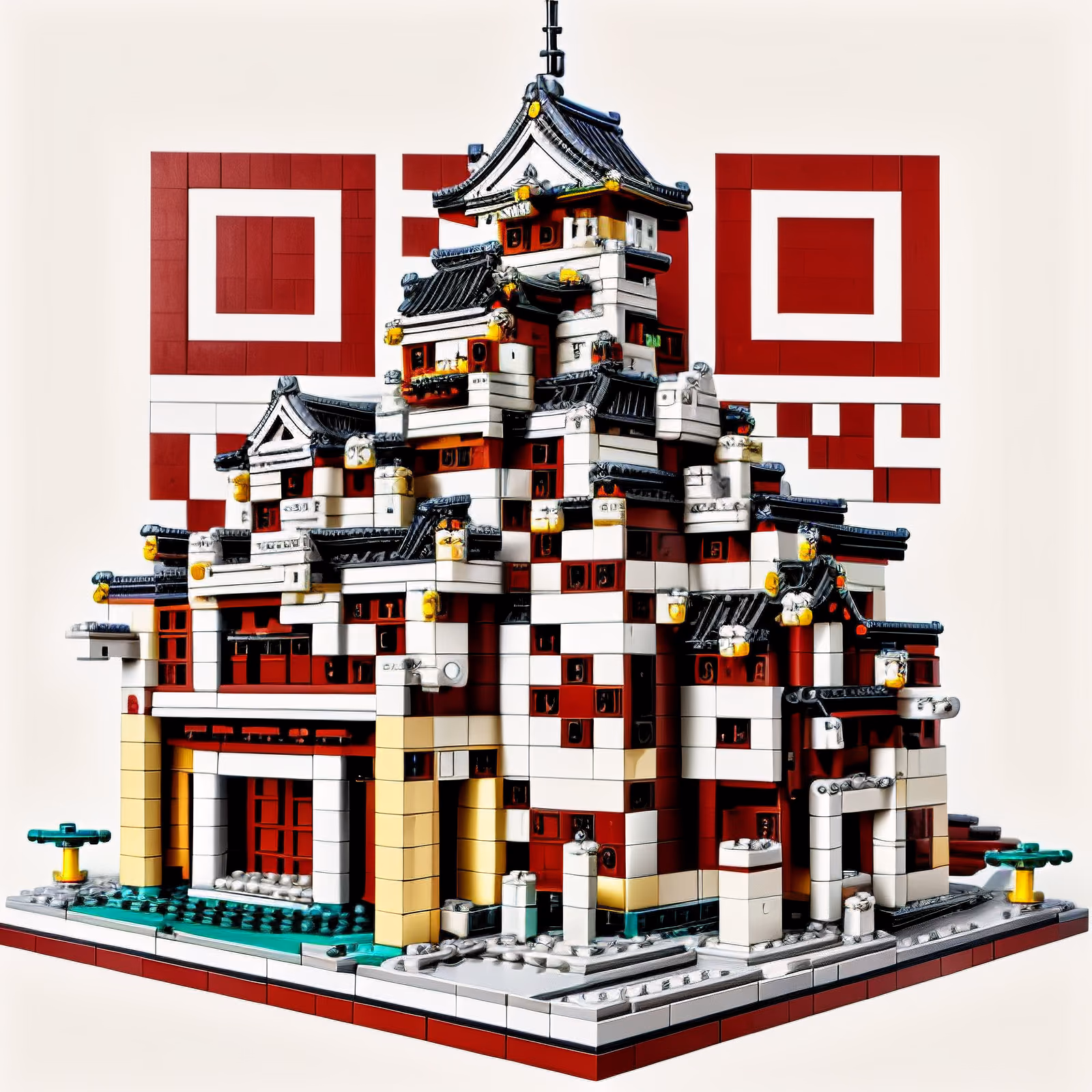 Japanese Castle Brick Model QR Code for Posters — image 1
