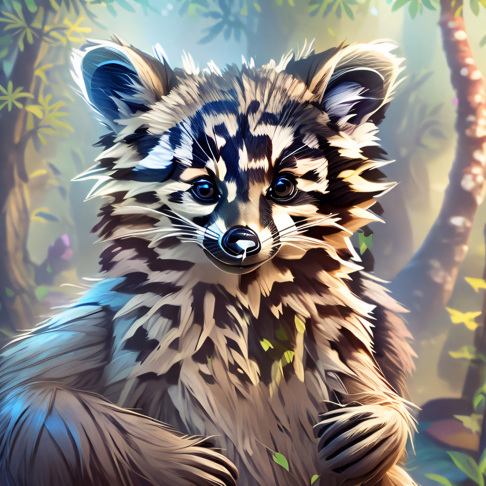 Misty Forest Raccoon Digital Painting QR Code for Posters — image 1