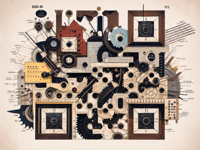 Vintage Gear Machine Dada Collage QR Code for Posters — image 1
