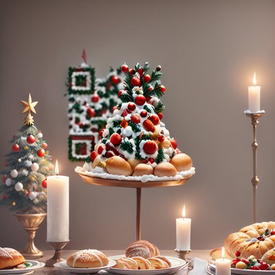 Christmas Feast Table 3D QR Code for Restaurant Menus