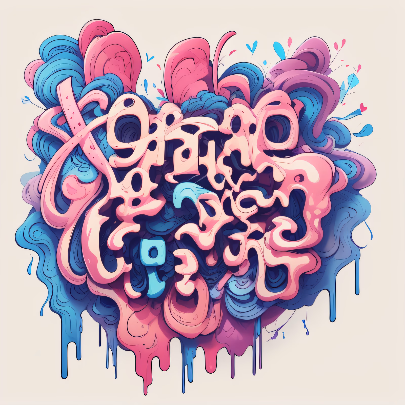 Pink Graffiti Lettering Heart QR Code for Apparel — image 1