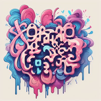 Pink Graffiti Lettering Heart QR Code for Apparel