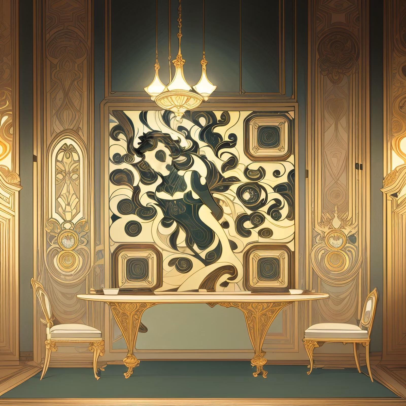 Art Nouveau Gilded Salon Interior QR Code Art — image 1