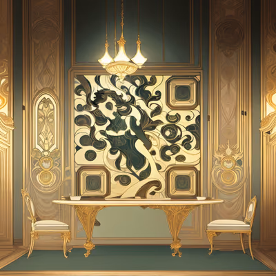 Art Nouveau Gilded Salon Interior QR Code Art — image 1