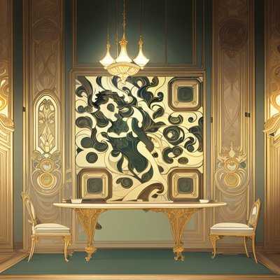 Art Nouveau Gilded Salon Interior QR Code Art