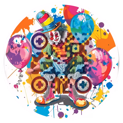 Carnival Clown with Balloons Vector QR Code for Stickers — image 1