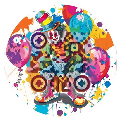 Carnival Clown with Balloons Vector QR Code for Stickers