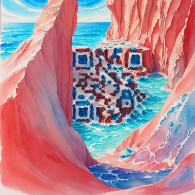 Red Cliff Cove Watercolor QR Code Art