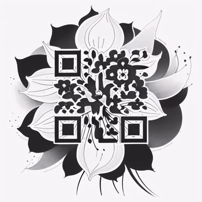 兰花纹身墨水风二维码设计,适用于临时纹身 — 图片 1