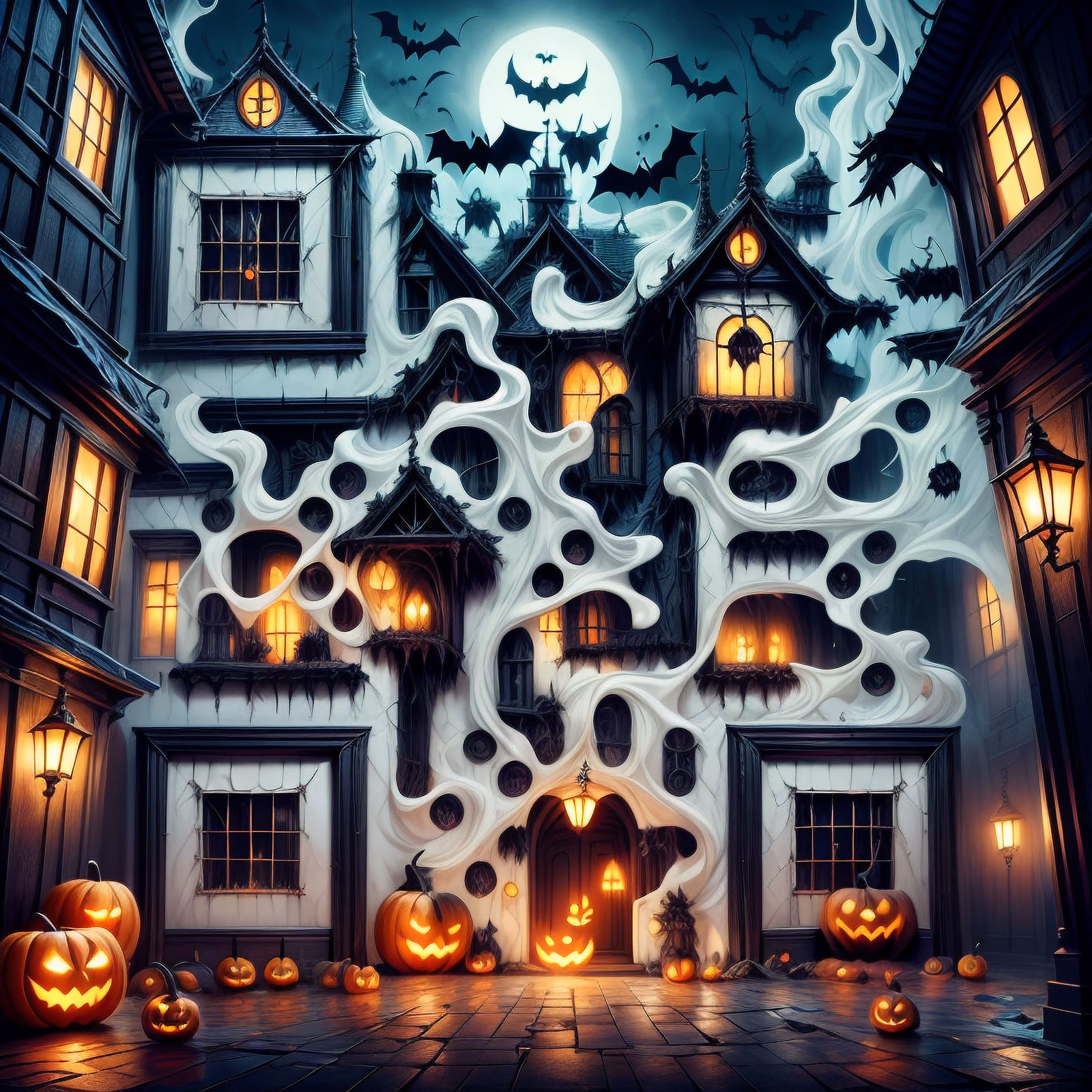 Haunted Mansion Halloween Cartoon QR Code for Posters — image 1