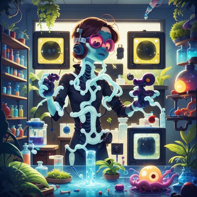 Alien Scientist Lab Cartoon QR Code for Posters