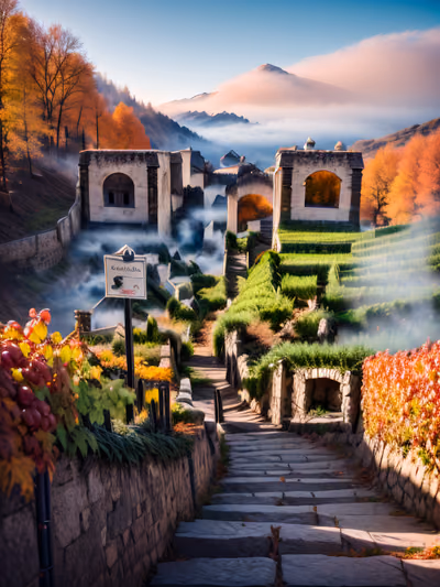 Autumn Alpine Vineyard Photorealistic QR Code Art — image 1