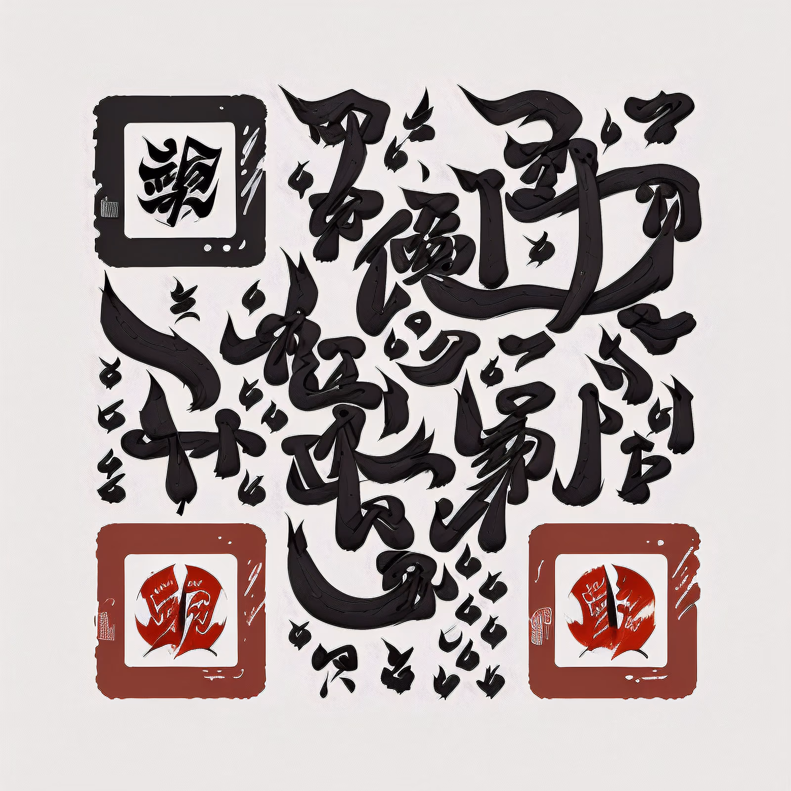 Sumi Ink Calligraphy Brush Characters QR Code Art — image 1