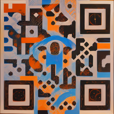 Orange Blue Geometric Abstract QR Code Art — image 1
