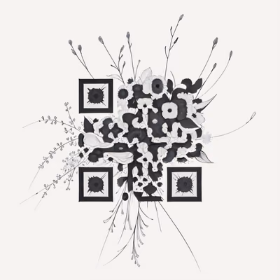 Wildflower Bouquet Ink Tattoo QR Code for Temporary Tattoos — image 1
