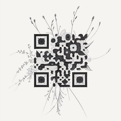 Wildflower Bouquet Ink Tattoo QR Code for Temporary Tattoos