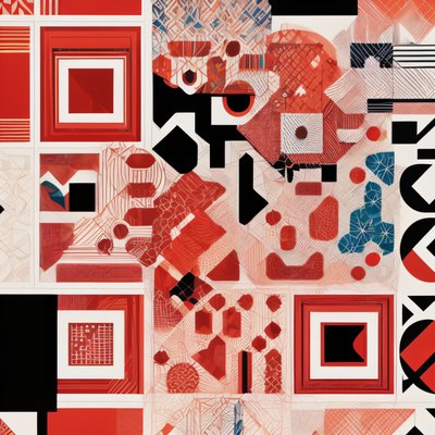 Red Black Geometric Screen Print QR Code Art