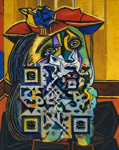 Fractured Weeping Woman Cubist QR Code Art