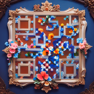 Ornate Floral Picture Frame Painting QR Code Art — image 1