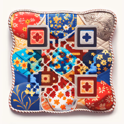 Patchwork Quilt Floral Textile QR Code for Stickers — image 1