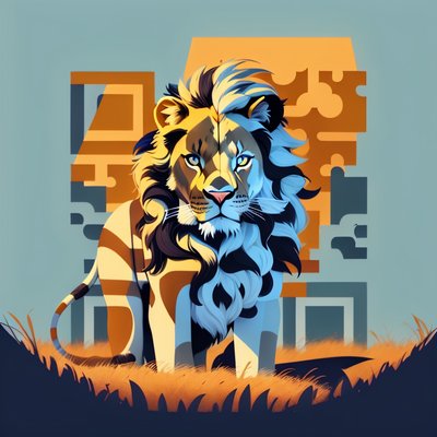 Savannah Lion Flat Vector QR Code Art
