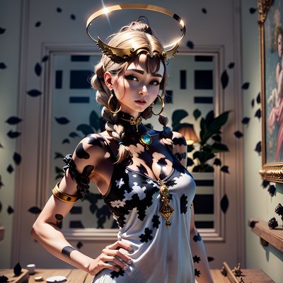 光环辫发女子 3D二维码艺术海报