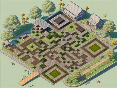 Изометрический городской парк: 3D QR-код для постеров