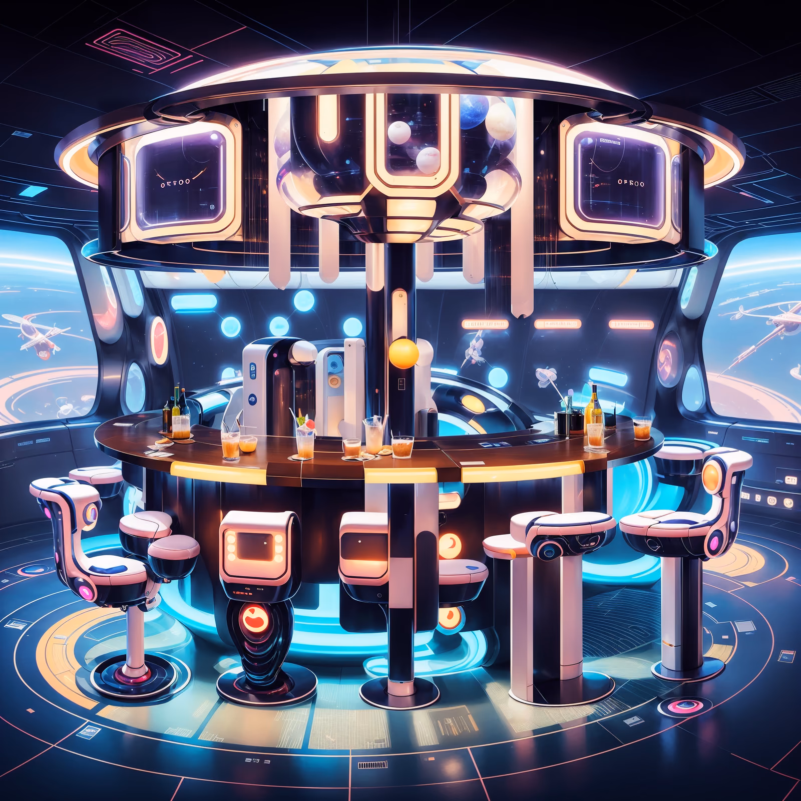 Retrofuturist Space Bar Lounge QR Code for Posters — image 1