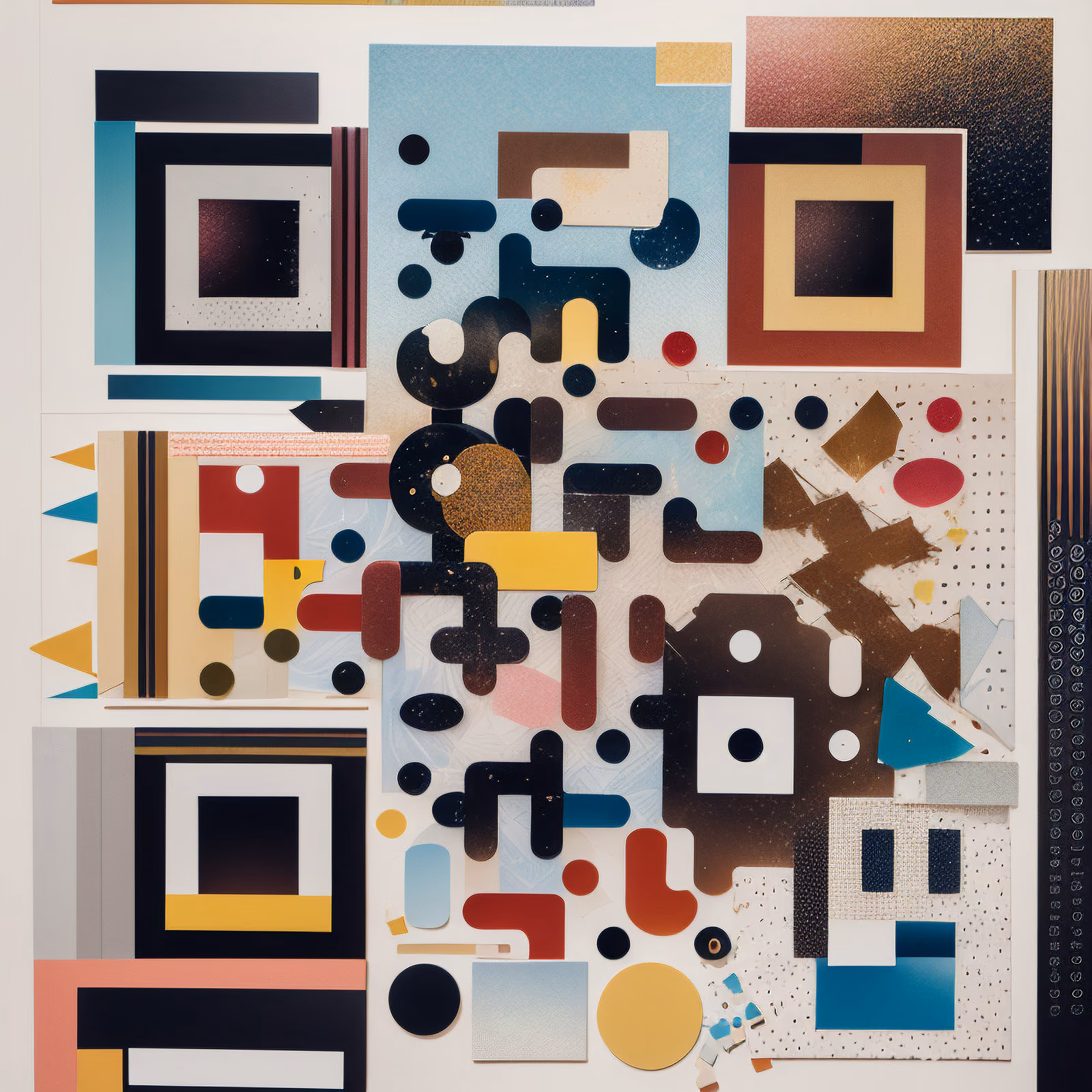 Geometric Paper Swatch Collage QR Code for Posters — image 1