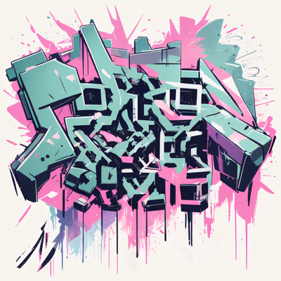 Pink Mint Graffiti Lettering QR Code for Stickers — image 1