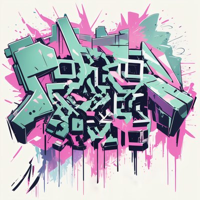 Pink Mint Graffiti Lettering QR Code for Stickers