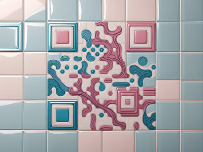 QR-код из керамической плитки с пастельными волнами — изображение 1