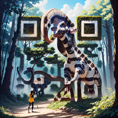 Striped Dinosaur Forest Concept QR Code for Posters — image 1