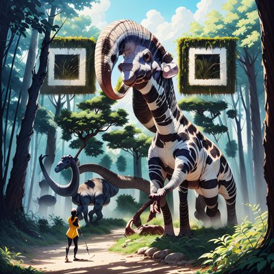 Striped Dinosaur Forest Concept QR Code for Posters
