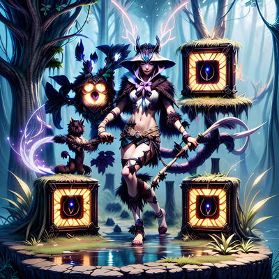 Mystical Huntress Swamp Fantasy QR Code Art — image 1