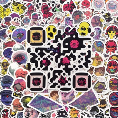 Sticker Bomb Monster Skulls QR Code for Stickers