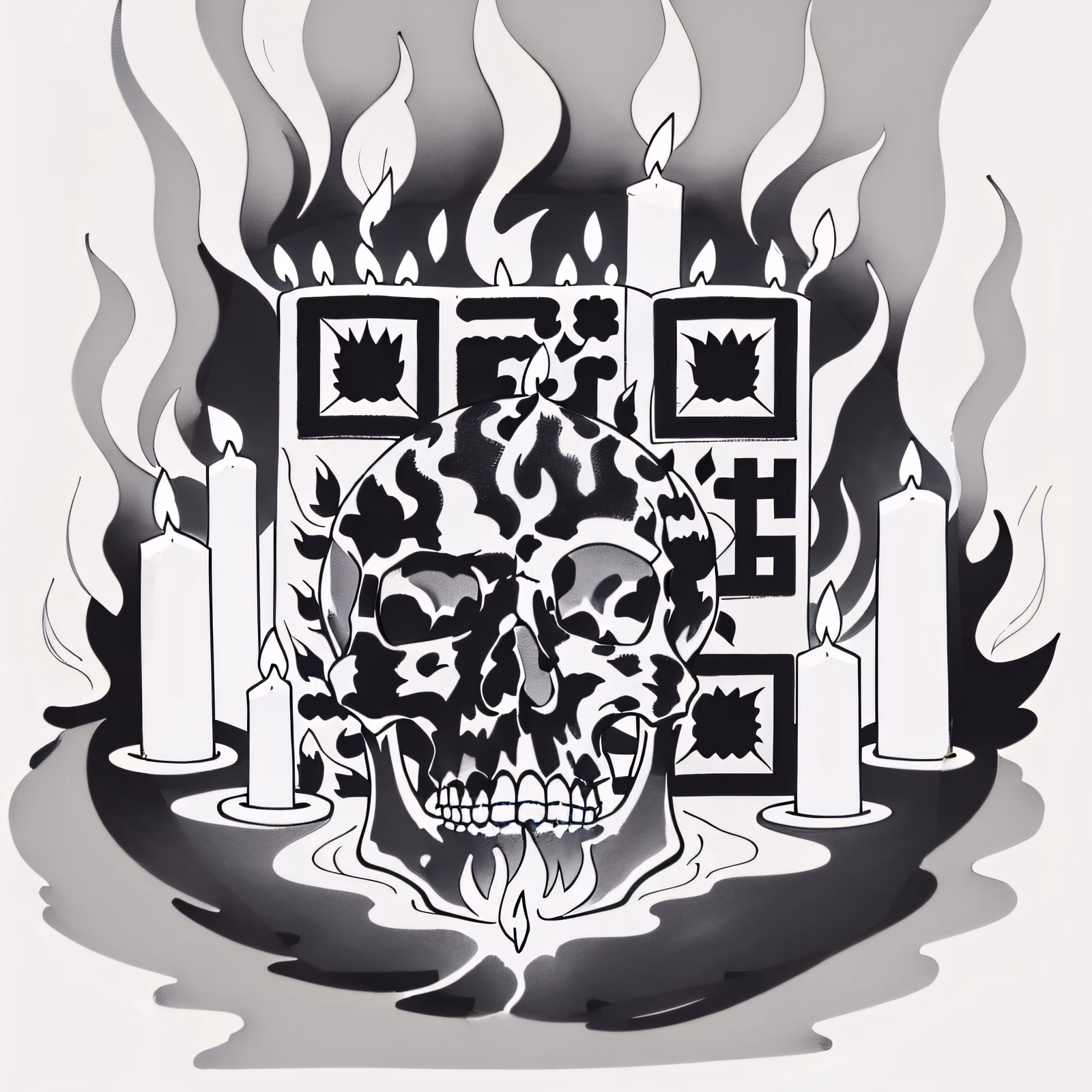 Skull and Candles Tattoo Ink QR Code for Temporary Tattoos — image 1