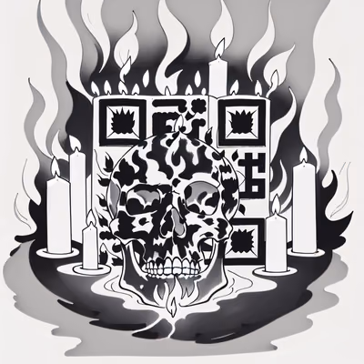Skull and Candles Tattoo Ink QR Code for Temporary Tattoos — image 1