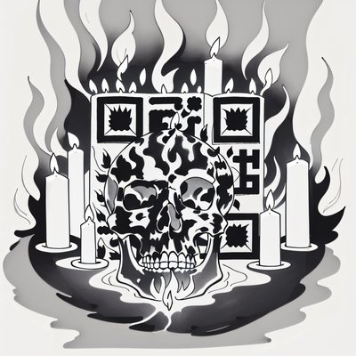 Skull and Candles Tattoo Ink QR Code for Temporary Tattoos
