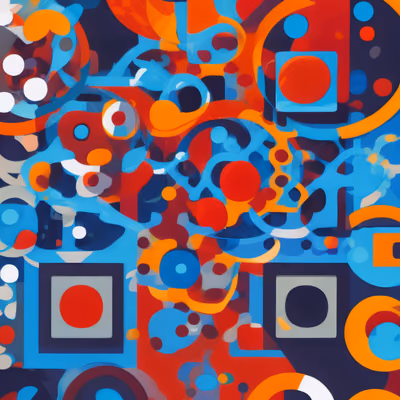 Blue Orange Circles Abstract QR Code for Posters — image 1