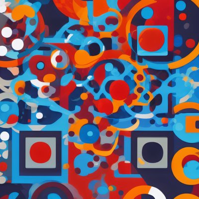 Blue Orange Circles Abstract QR Code for Posters