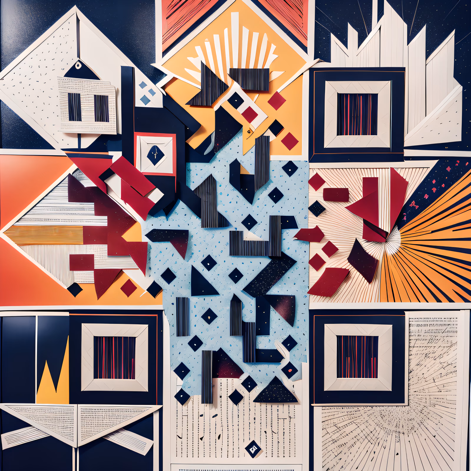 Geometric Paper Cutout Collage QR Code for Posters — image 1