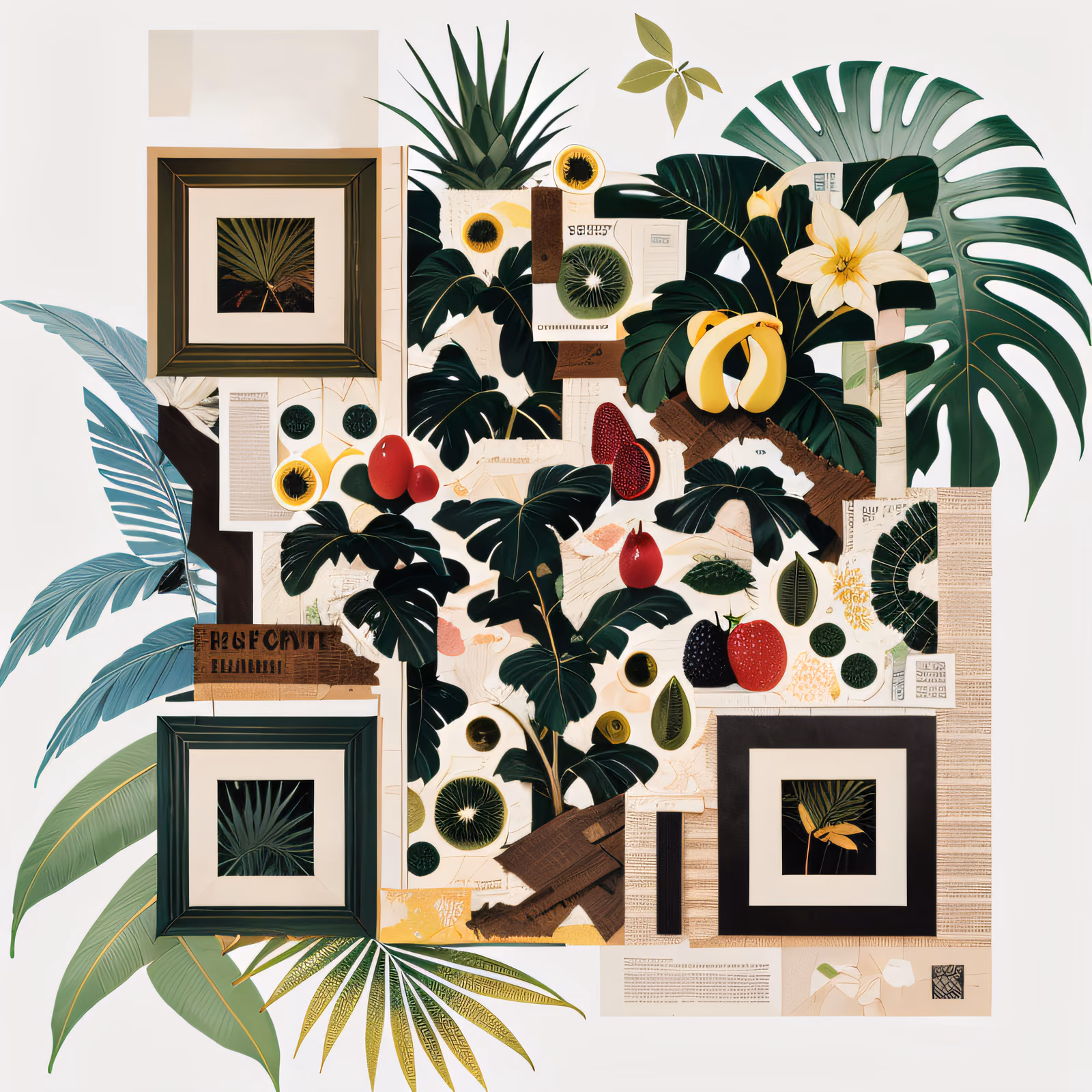 Tropical Palm Fruit Collage QR Code Art — image 1