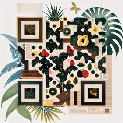 Tropical Palm Fruit Collage QR Code Art — image 1