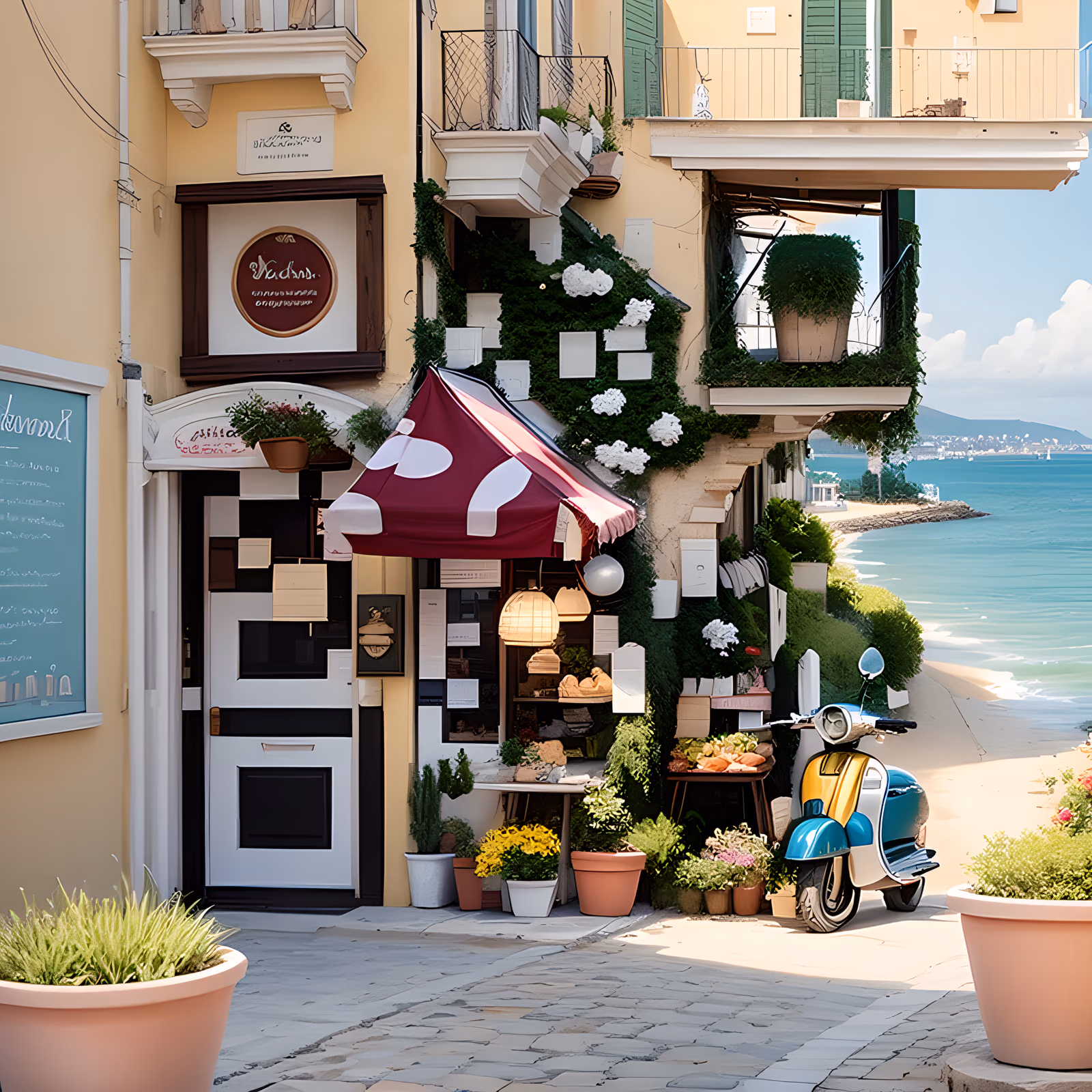 Italian Seaside Village Street QR Code for Posters — image 1