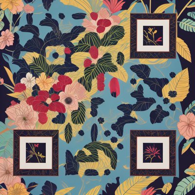 Tropical Floral Silkscreen QR Code Art