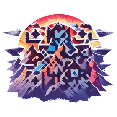 Mountain Sunburst Vector QR Code for Stickers