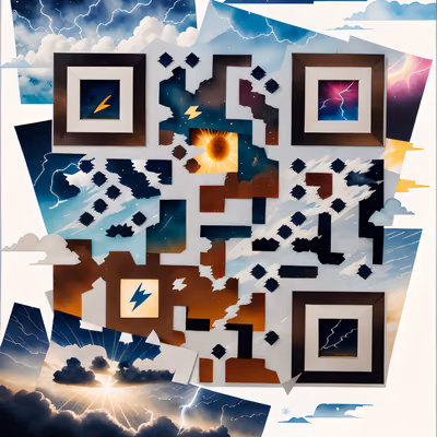 Грозовое небо, коллаж из рваной бумаги: QR-код — изображение 1