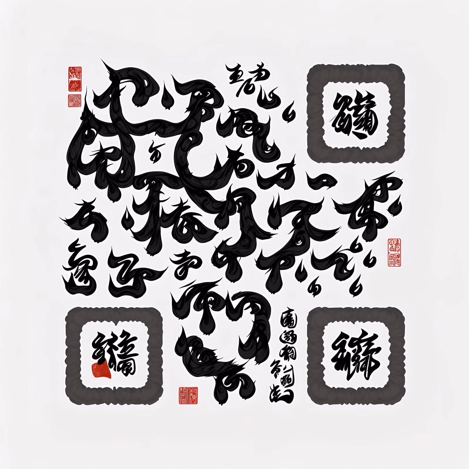 Black Ink Calligraphy Brush Script Lettering QR Code Art — image 1